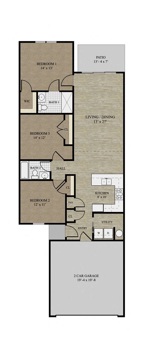 3-bed floor plan I